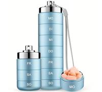 Pastillero para 7 días, compartimentos grandes, llavero de aluminio con cierre giratorio, apilable, organizador de suplementos, pastillero portátil, dispensador de medicamentos para viajes (C)