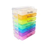 Pastillero para 7 días, mañana, mediodía, noche, pequeño pastillero con compartimentos grandes para viajes, caja de medicamentos de 7 días, 4 compartimentos con diseño abierto sencillo para niños