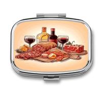 Pastillero para alimentos y bebidas, organizador de píldoras de medicina, pequeño pastillero de viaje, pastillero portátil para bolsillo, 2 compartimentos, pastilleros para viajes