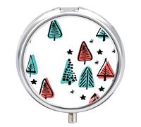 Pastillero para árbol de Navidad, 2 compartimentos, portátil, organizador de pastillas de viaje