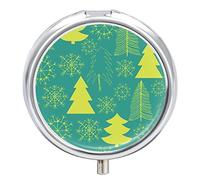 Pastillero para árbol de Navidad, copos de nieve, 2 compartimentos, portátil, organizador de pastillas de viaje