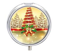 Pastillero para árbol de Navidad, fondo de bosque de invierno, bonito pastillero diario, organizador de pastillas, 2 compartimentos