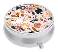 Pastillero para bolso, lindo patrón de flores, pastillero pequeño, organizador de bolsillo portátil a prueba de humedad para contener vitaminas, aceite de hígado de bacalao, suplementos y medicamen