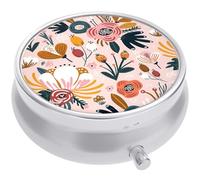 Pastillero para bolso, lindo patrón de flores, pastillero pequeño, organizador de bolsillo portátil a prueba de humedad para guardar vitaminas, aceite de hígado de bacalao, suplementos y caja de me