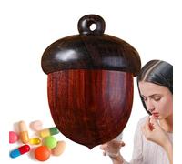 Pastillero para bolso, organizadora de píldoras pequeña | Pastillero | portátil de madera con forma de nuez de pino, organizador de píldoras, organizador de píldoras, lindo como colgante para