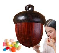 Pastillero para bolso - Pastillero de madera con forma de nuez de pino