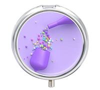 Pastillero para copas de vino moradas, bonito estuche para píldoras, organizador de 2 compartimentos
