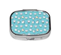 Pastillero para dientes dentales, azul, 2 compartimentos, organizador portátil