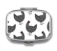 Pastillero para gallinas, animales de granja, lindo pastillero, organizador de pastillas, 2 compartimentos