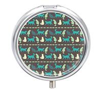 Pastillero para gatos y peces, diseño de silueta de gato y pescado, 2 compartimentos