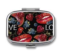 Pastillero para labios, rosas, sandía, arándanos, pastillero diario, 2 compartimentos