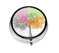 Pastillero para las cuatro estaciones, árbol de primavera, pastillero de viaje personalizado, pastillero redondo, pastillero decorativo de Metal, caja organizadora de vitaminas