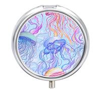 Pastillero para medusas, animales del océano, lindo pastillero diario, organizador de pastillas, 2 compartimentos