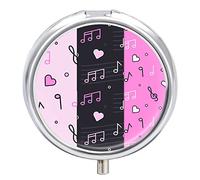 Pastillero para notas musicales, color rosa, lindo pastillero diario, organizador de pastillas, 2 compartimentos