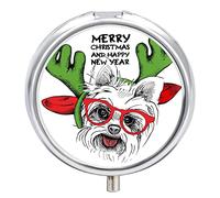 Pastillero para perro con diseño de Feliz Navidad, lindo pastillero diario, organizador de pastillas, 2 compartimentos
