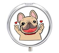 Pastillero para perro de pug, 2 compartimentos, portátil, organizador de pastillas de viaje
