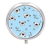 Pastillero para perro de pug, 2 compartimentos, portátil, organizador de pastillas de viaje