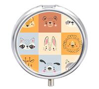 Pastillero para píldoras, conejo, león, panda, lindo pastillero, organizador de 2 compartimentos