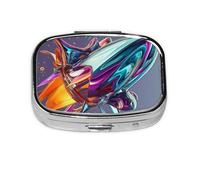 Pastillero para salpicaduras de líquidos, diseño de naves espaciales, organizador cuadrado portátil con compartimentos para medicamentos, vitaminas y suplementos, diseño de metal duradero.