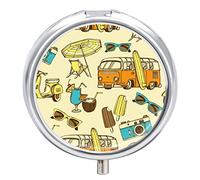 Pastillero para vacaciones de verano, lindo pastillero diario, organizador de pastillas, 2 compartimentos