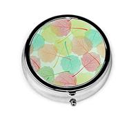 Pastillero Pastel Hojas Secas Esqueleto Superpuesto Pastillero Para Monedero Lindo Organizador De Pastillas Redondo De Viaje Pequeño