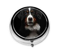 Pastillero Pastillero Bernese Mountain Dog para monedero Organizador de pastillas de forma redonda de viaje pequeño lindo