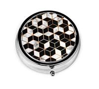 Pastillero Pastillero de mármol blanco y negro para monedero Organizador de pastillas de forma redonda de viaje pequeño lindo