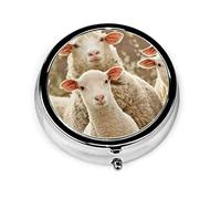 Pastillero Pastillero Estampado Ovejas Y Corderos Para Monedero Lindo Organizador De Pastillas Redondo De Viaje Pequeño