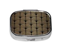 Pastillero, pastillero organizador de medicinas, pastillero de viaje, organizador de pastillas, soporte para pastillas,Patrón Art Decó Sin Costuras Oro Negro