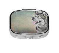 Pastillero, pastillero organizador de medicinas, pastillero de viaje, organizador de pastillas, soporte para pastillas,Dibujo Perro Malamute De Alaska Retrato