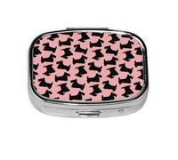 Pastillero, pastillero organizador de medicinas, pastillero de viaje, organizador de pastillas, soporte para pastillas,Patrón Terrier Escocés Rosa Negro