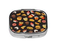 Pastillero, pastillero organizador de medicinas, pastillero de viaje, organizador de pastillas, soporte para pastillas,caricatura, garabato, comida rápida, negro