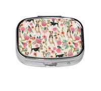 Pastillero, pastillero organizador de medicinas, pastillero de viaje, organizador de pastillas, soporte para pastillas,Wire Fox Terrier Floral Lindo Primavera Floral Crema