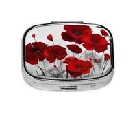 Pastillero, pastillero organizador de medicinas, pastillero de viaje, organizador de pastillas, soporte para pastillas,Estampados de flores de amapola roja