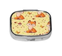 Pastillero, pastillero organizador de medicinas, pastillero de viaje, organizador de pastillas, soporte para pastillas,Patrón de zorro y setas