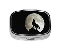 Pastillero, pastillero organizador de medicinas, pastillero de viaje, organizador de pastillas, soporte para pastillas,Lobo aullando en la noche de luna llena
