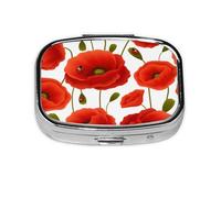 Pastillero, pastillero organizador de medicinas, pastillero de viaje, organizador de pastillas, soporte para pastillas,Patrón floral de flores de amapola