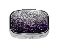 Pastillero, pastillero organizador de medicinas, pastillero de viaje, organizador de pastillas, soporte para pastillas,Purpurina plateada negra morada