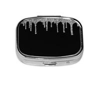 Pastillero, pastillero organizador de medicinas, pastillero de viaje, organizador de pastillas, soporte para pastillas,Gotas de purpurina plateada Sparkle Black