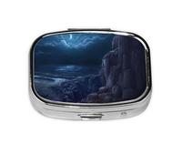 Pastillero, pastillero organizador de medicinas, pastillero de viaje, organizador de pastillas, soporte para pastillas,Fantasía Noche Mar Luna Pintura