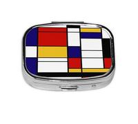 Pastillero, pastillero organizador de medicinas, pastillero de viaje, organizador de pastillas, soporte para pastillas,Artístico Estilo Mondrian Color Composición Rojo