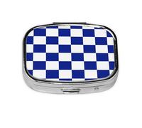 Pastillero, pastillero organizador de medicinas, pastillero de viaje, organizador de pastillas, soporte para pastillas,Patrón De Cuadros Azul Y Blanco