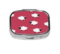 Pastillero, pastillero organizador de medicinas, pastillero de viaje, organizador de pastillas, soporte para pastillas,Oveja Linda Dibujos Animados Oveja Blanca Estampado Rojo