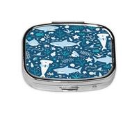 Pastillero, pastillero organizador de medicinas, pastillero de viaje, organizador de pastillas, soporte para pastillas,Tiburón Sonriente Animales Marinos Océano Peces Estrella De Mar Azul