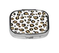 Pastillero, pastillero organizador de medicinas, pastillero de viaje, organizador de pastillas, soporte para pastillas,Estampado animal de leopardo negro con purpurina dorada