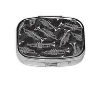 Pastillero, pastillero organizador de medicinas, pastillero de viaje, organizador de pastillas, soporte para pastillas,Trompetas de boceto en blanco y negro