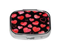Pastillero, pastillero organizador de medicinas, pastillero de viaje, organizador de pastillas, soporte para pastillas,Patrón de corazones rojos acuarela