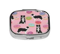 Pastillero, pastillero organizador de medicinas, pastillero de viaje, organizador de pastillas, soporte para pastillas,Border Collies Lindos Donuts Rosados El Mejor Perro