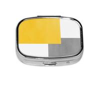 Pastillero, pastillero organizador de medicinas, pastillero de viaje, organizador de pastillas, soporte para pastillas,Bloque Geométrico Blanco Gris Amarillo