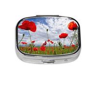 Pastillero, pastillero organizador de medicinas, pastillero de viaje, organizador de pastillas, soporte para pastillas,Flor de amapola roja impresa